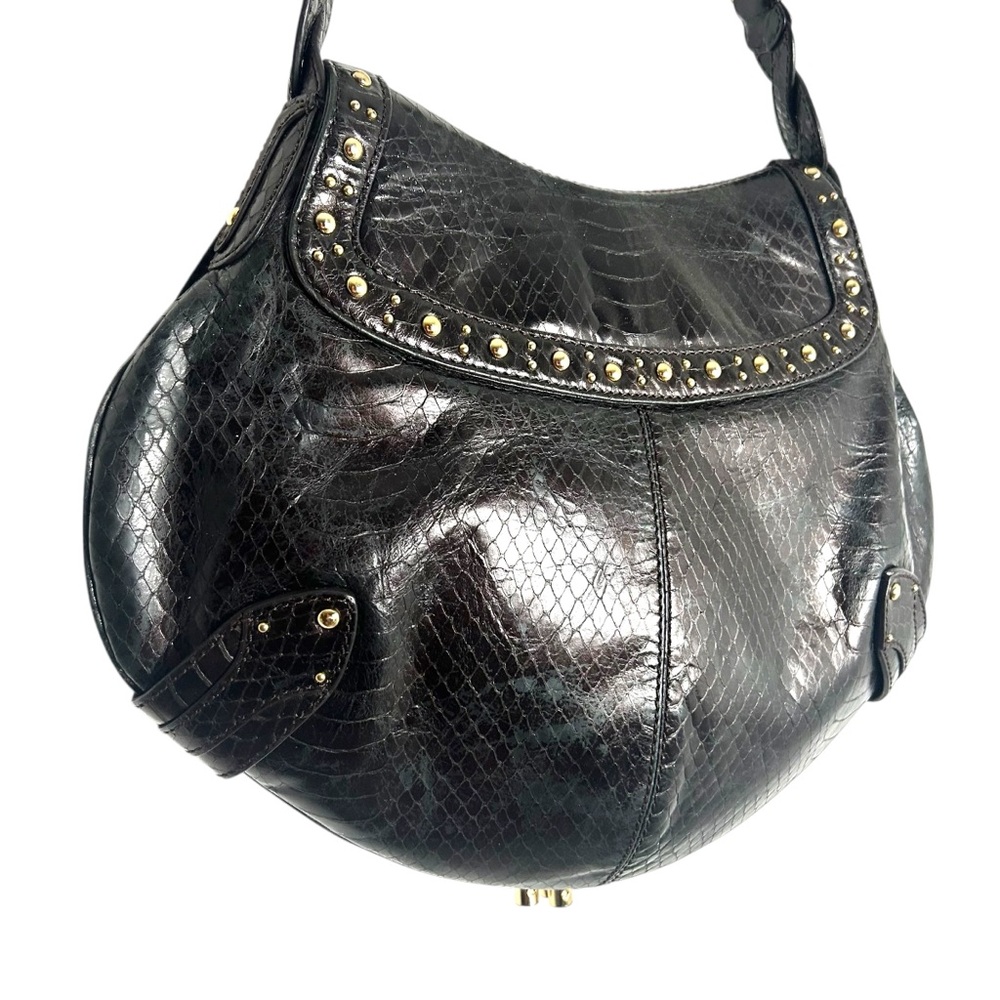 ๐ COLE HAAN Dark Dark Brown Embossed Leather Hobo Bag ๐ - Picture 7 of 14
